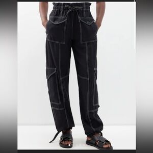 Ganni Black Cargo Pants with Utility Pockets